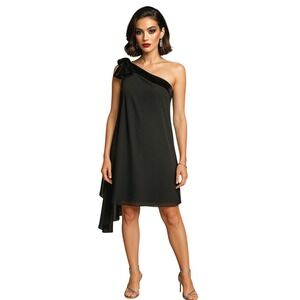 Lauren Ralph Lauren One Shoulder Velvet Bow Midi Dress Sz 16 Formal Glam Wedding